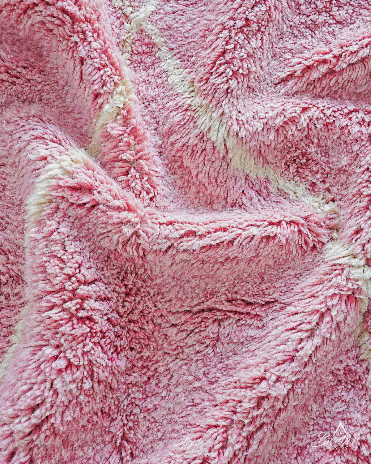 Pink Beni Rug 3 X 5 Ft | 90 X 150 Cm / With Tassels / Short (0.4” / 1 cm)