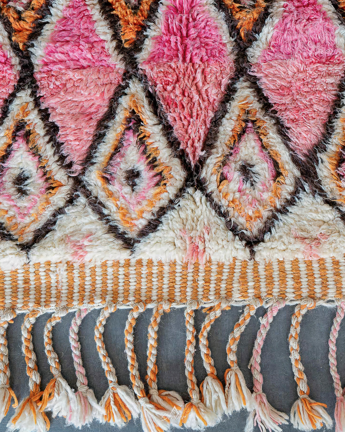 Pink Boujaad Rug 3 X 5 Ft | 90 X 150 Cm / With Tassels / Short (0.4” / 1 cm)