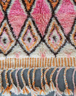 Pink Boujaad Rug 3 X 5 Ft | 90 X 150 Cm / With Tassels / Short (0.4” / 1 cm)