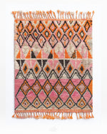Pink Boujaad Rug 3 X 5 Ft | 90 X 150 Cm / With Tassels / Short (0.4” / 1 cm)