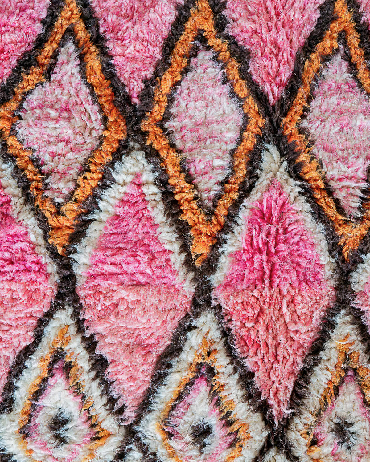Pink Boujaad Rug 3 X 5 Ft | 90 X 150 Cm / With Tassels / Short (0.4” / 1 cm)