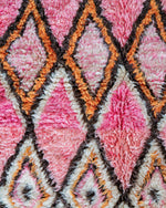 Pink Boujaad Rug 3 X 5 Ft | 90 X 150 Cm / With Tassels / Short (0.4” / 1 cm)