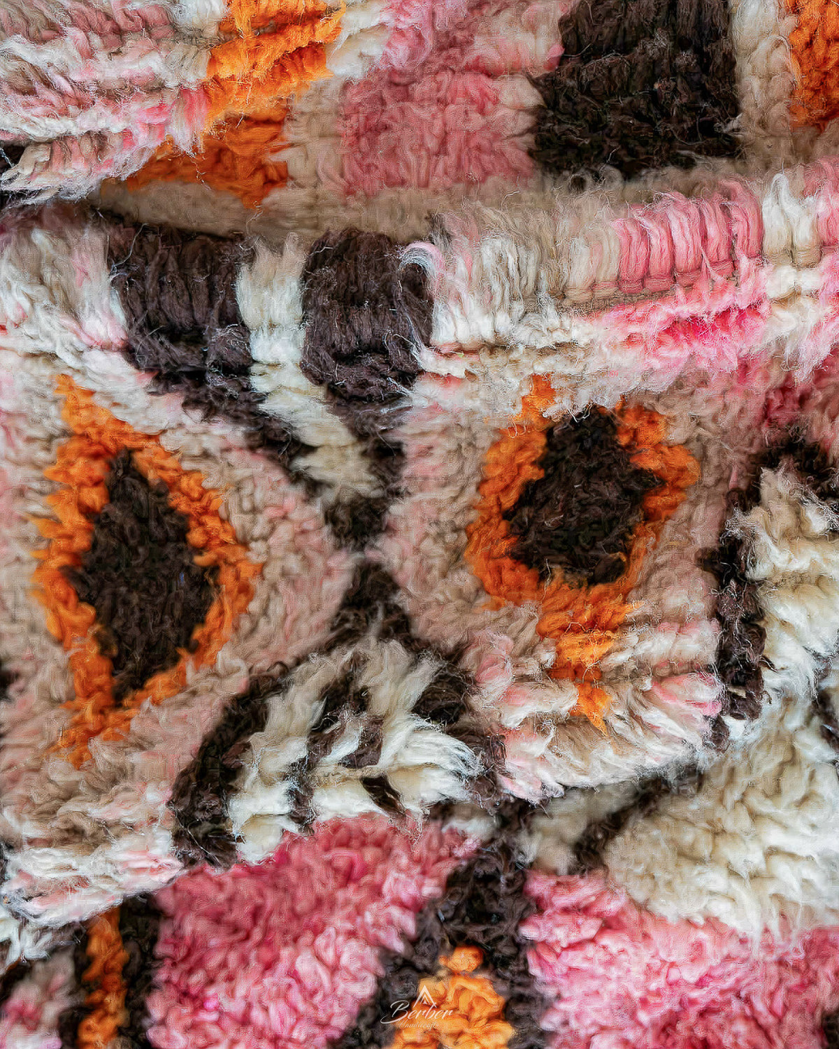 Pink Boujaad Rug 3 X 5 Ft | 90 X 150 Cm / With Tassels / Short (0.4” / 1 cm)