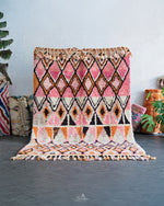 Pink Boujaad Rug 3 X 5 Ft | 90 X 150 Cm / With Tassels / Short (0.4” / 1 cm)