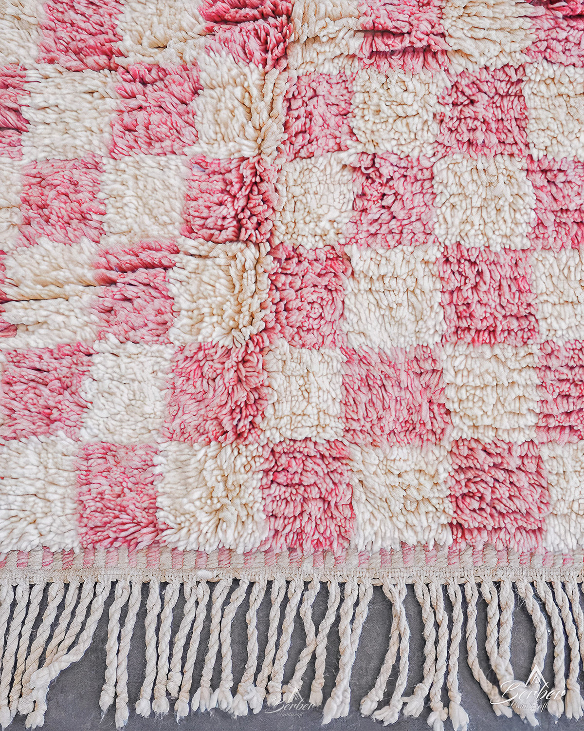 Checkered Pink Berber Rug 3 X 5 Ft | 90 X 150 Cm