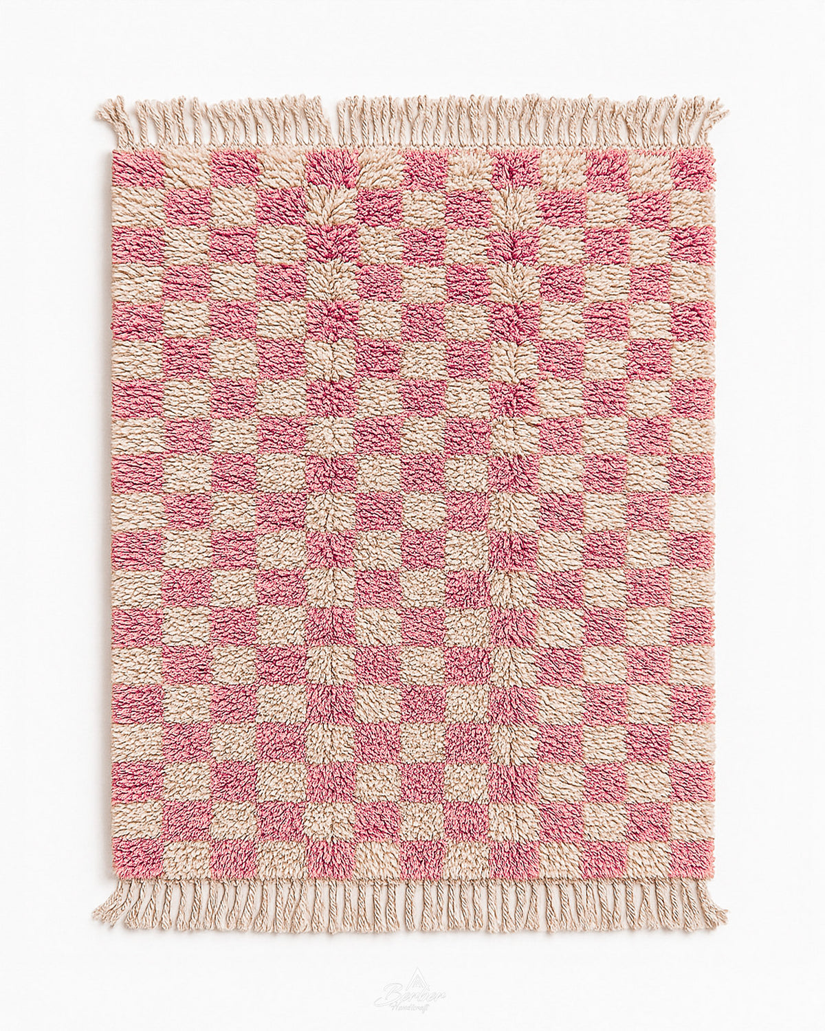 Checkered Pink Berber Rug 3 X 5 Ft | 90 X 150 Cm