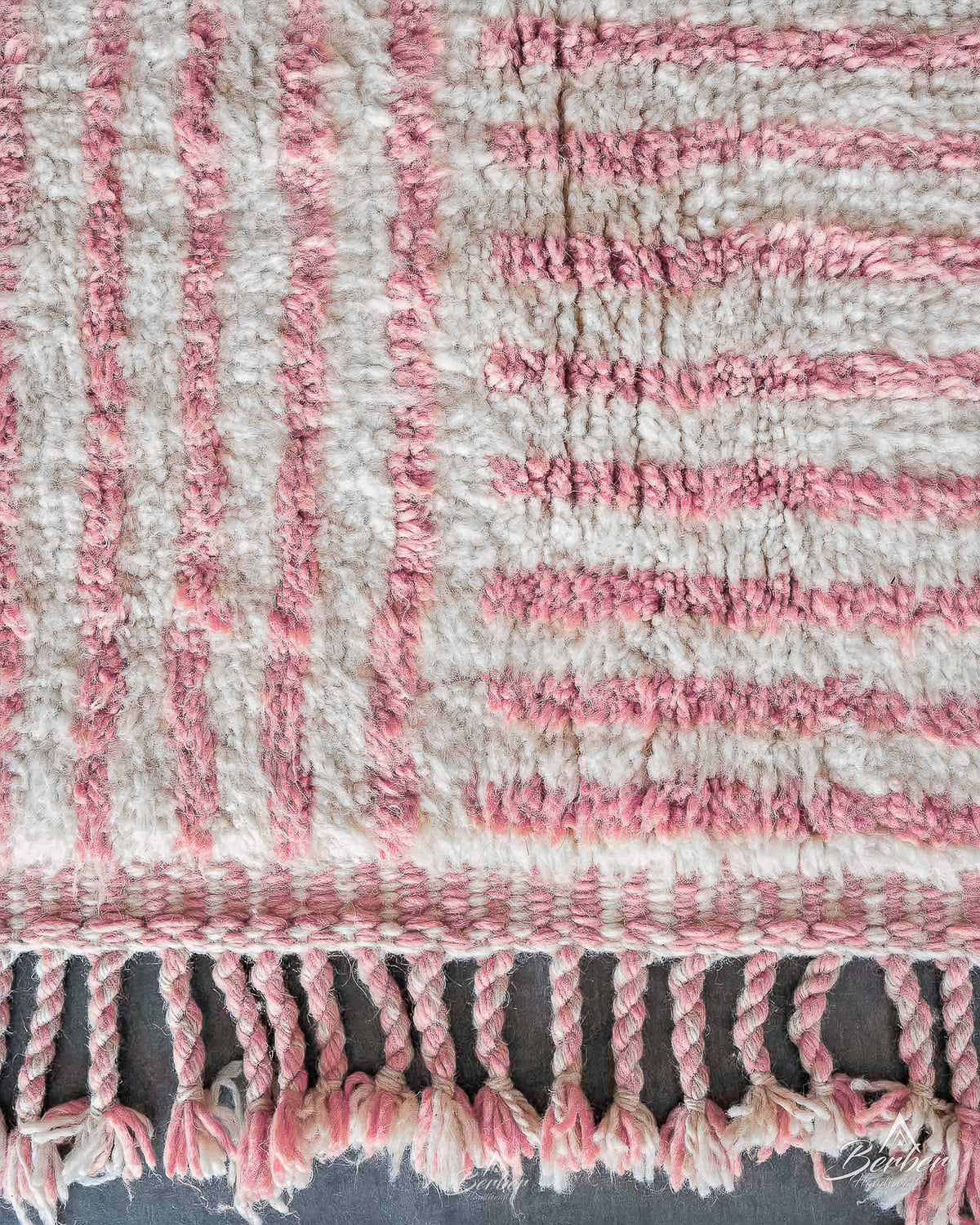 Pink Minimalist Rug 3 X 5 Ft | 90 X 150 Cm / With Tassels / Short (0.4” / 1 cm)
