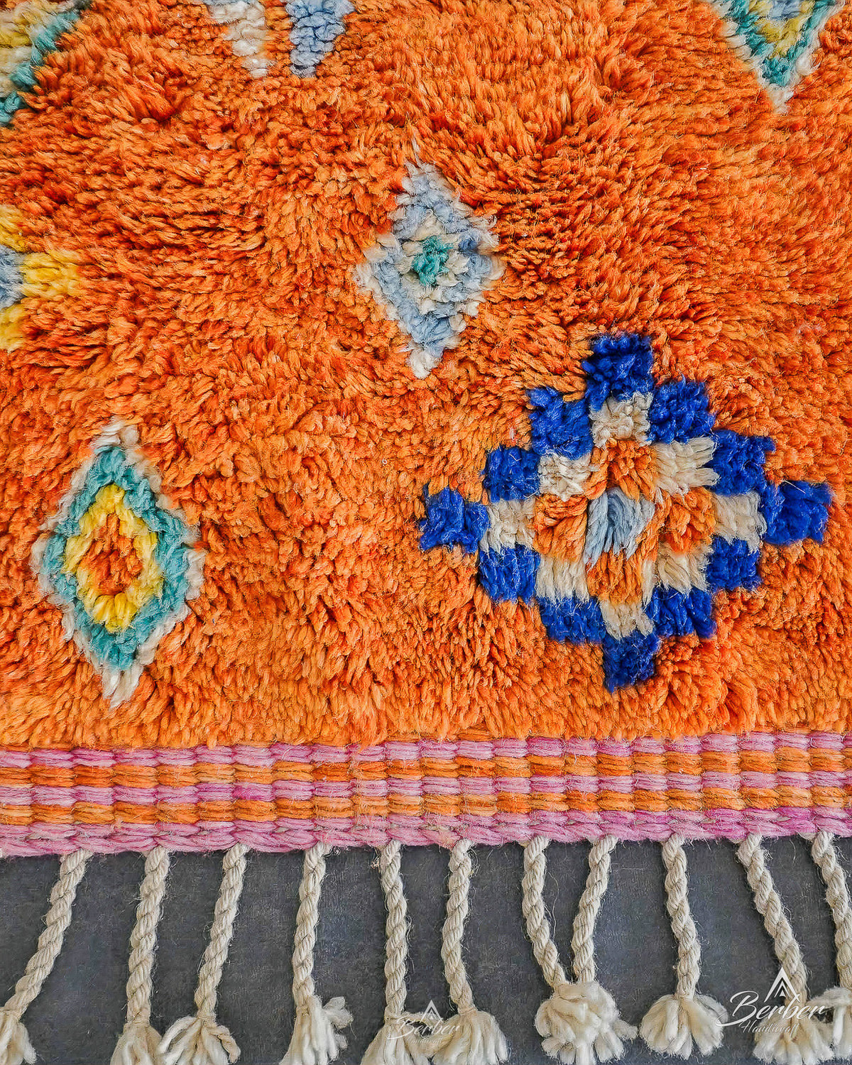 Pink Moroccan Rug 3 X 5 Ft | 90 X 150 Cm / With Tassels / Short (0.4” / 1 cm)