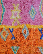 Pink Moroccan Rug 3 X 5 Ft | 90 X 150 Cm / With Tassels / Short (0.4” / 1 cm)
