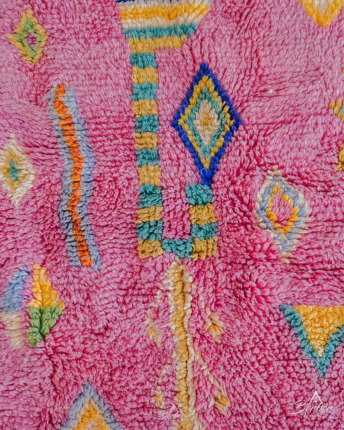 Pink Moroccan Rug 3 X 5 Ft | 90 X 150 Cm / With Tassels / Short (0.4” / 1 cm)