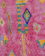 Pink Moroccan Rug 3 X 5 Ft | 90 X 150 Cm / With Tassels / Short (0.4” / 1 cm)