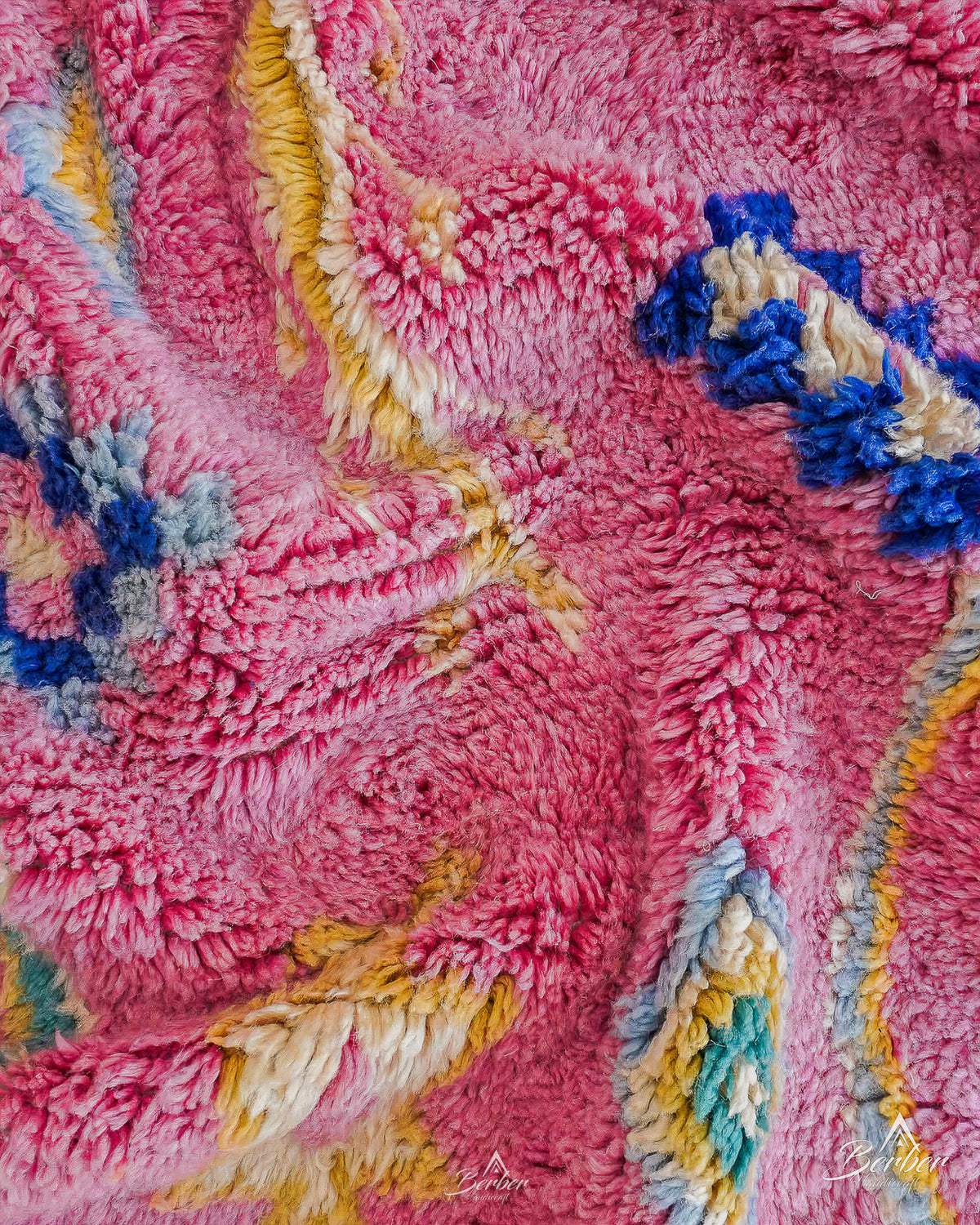 Pink Moroccan Rug 3 X 5 Ft | 90 X 150 Cm / With Tassels / Short (0.4” / 1 cm)