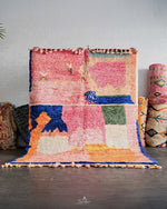 Pink Boujaad Carpet 3 X 5 Ft | 90 X 150 Cm / With Tassels / Short (0.4” / 1 cm)