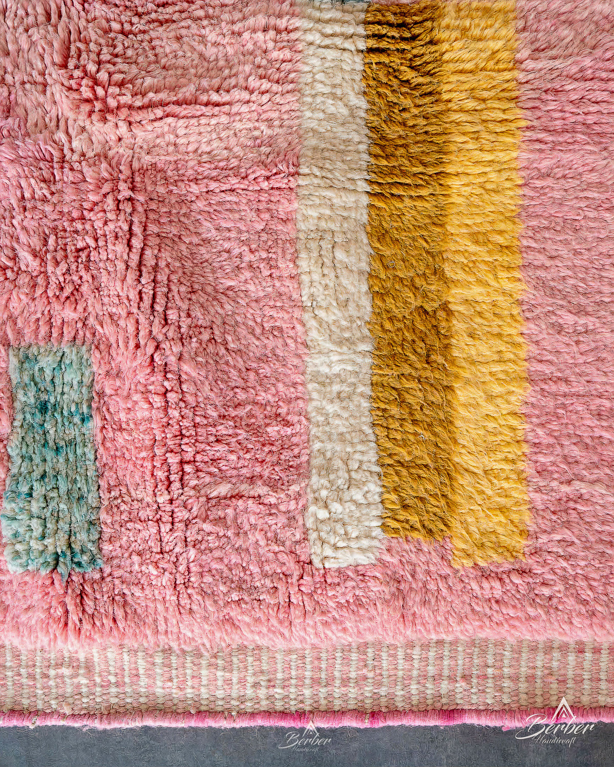 Pink Abstract Moroccan Rug 3 X 5 Ft | 90 X 150 Cm / With Tassels / Short (0.4” / 1 cm)