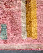 Pink Abstract Moroccan Rug 3 X 5 Ft | 90 X 150 Cm / With Tassels / Short (0.4” / 1 cm)