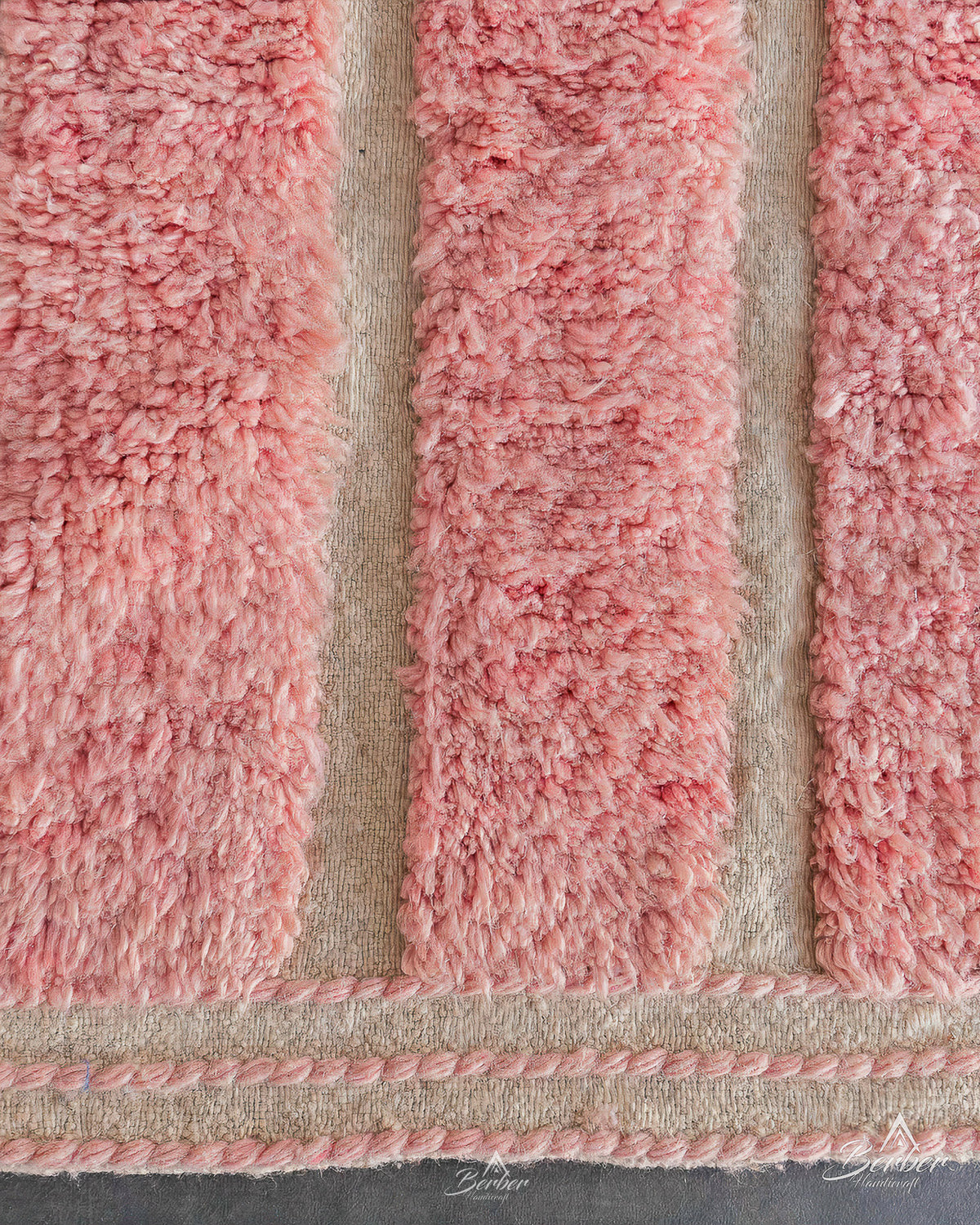Pink Wool Rug 3 X 5 Ft | 90 X 150 Cm / With Tassels / Short (0.4” / 1 cm)