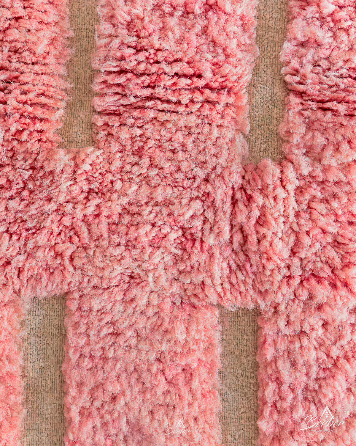 Pink Wool Rug 3 X 5 Ft | 90 X 150 Cm / With Tassels / Short (0.4” / 1 cm)