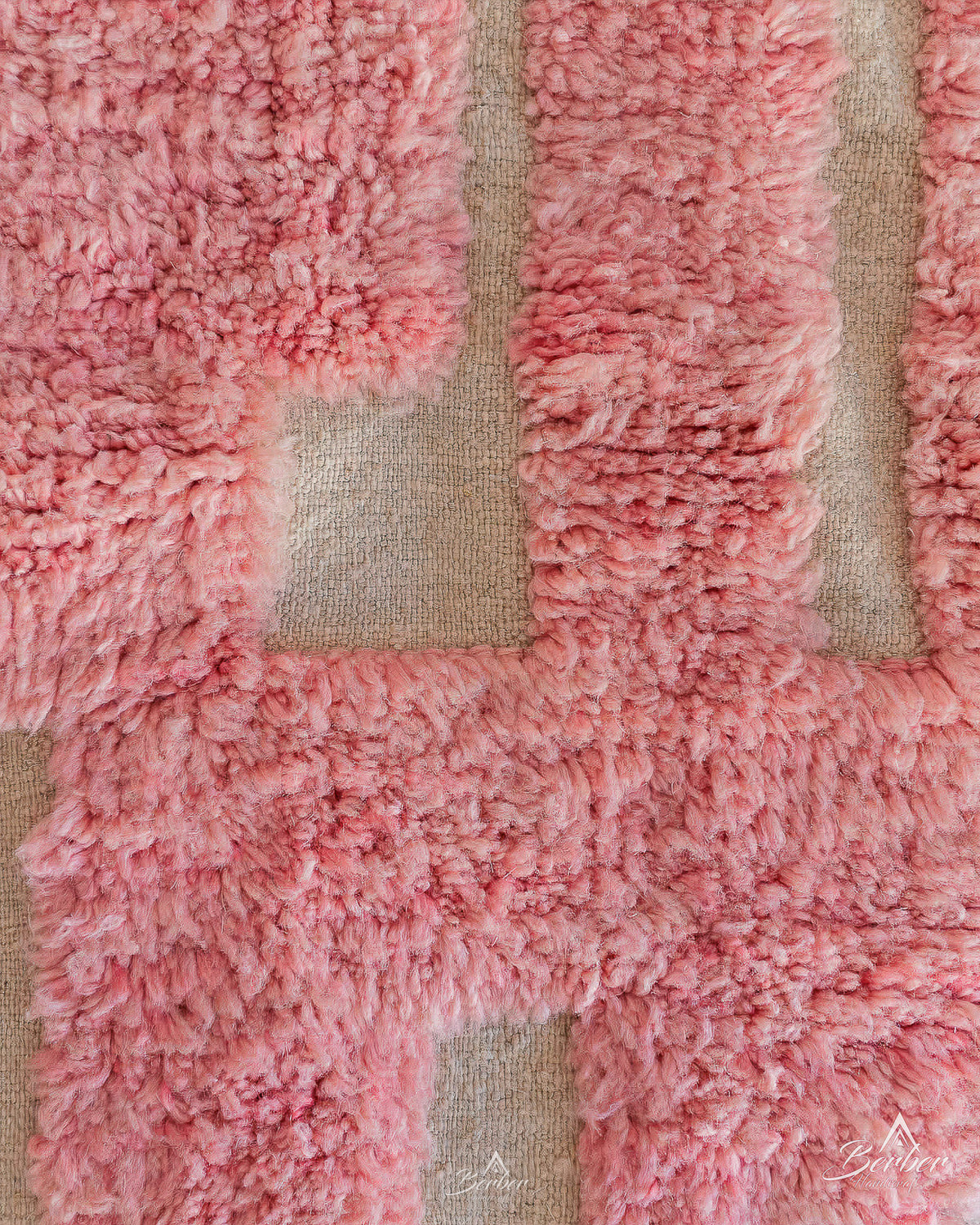 Pink Wool Rug 3 X 5 Ft | 90 X 150 Cm / With Tassels / Short (0.4” / 1 cm)
