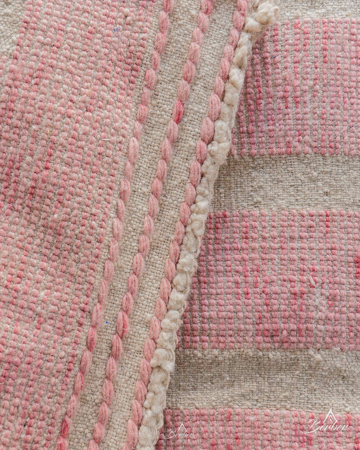 Pink Wool Rug 3 X 5 Ft | 90 X 150 Cm / With Tassels / Short (0.4” / 1 cm)