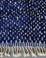 Blue Dotted Berber Rug 3 X 5 Ft | 90 X 150 Cm / With Tassels / Short (0.4” / 1 cm)