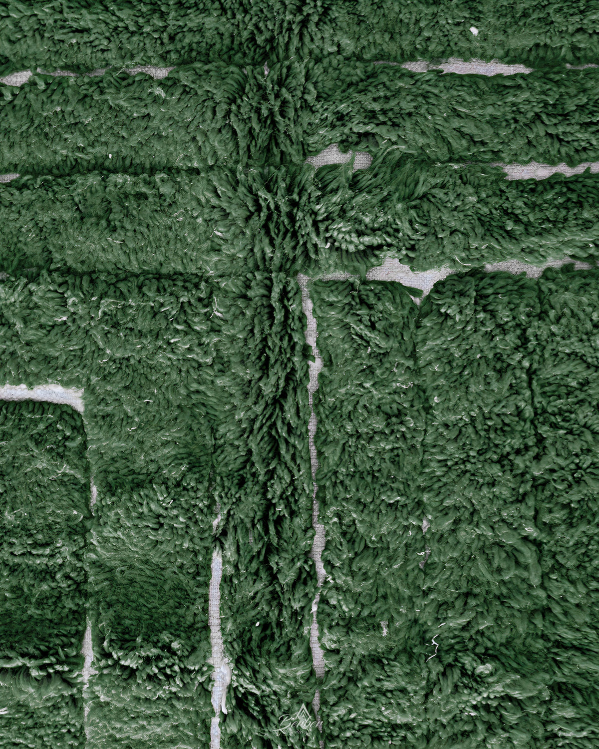 Green Berber Carpet 3 X 5 Ft | 90 X 150 Cm / With Tassels / Short (0.4” / 1 cm)