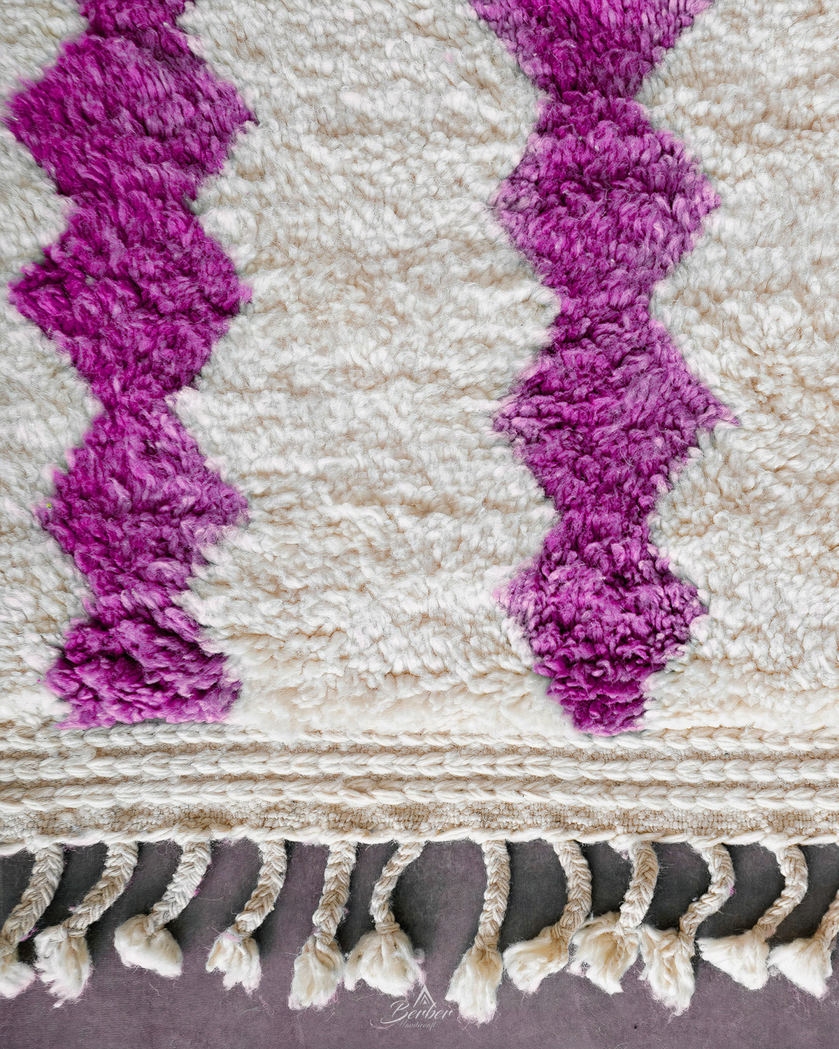 Purple Azilal Rug 3 X 5 Ft | 90 X 150 Cm / With Tassels / Short (0.4” / 1 cm)