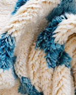 Blue White Azilal Rug 3 X 5 Ft | 90 X 150 Cm / With Tassels / Short (0.4” / 1 cm)