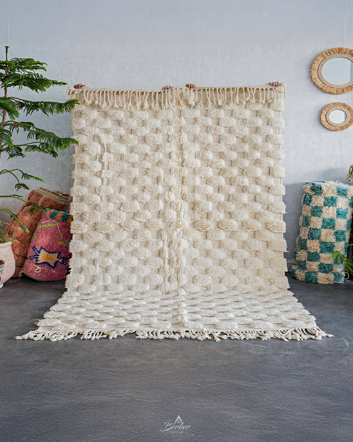 Off White Checkered Rug