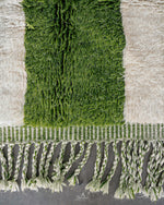 White Green Moroccan Rug 3 X 5 Ft | 90 X 150 Cm / With Tassels / Short (0.4” / 1 cm)