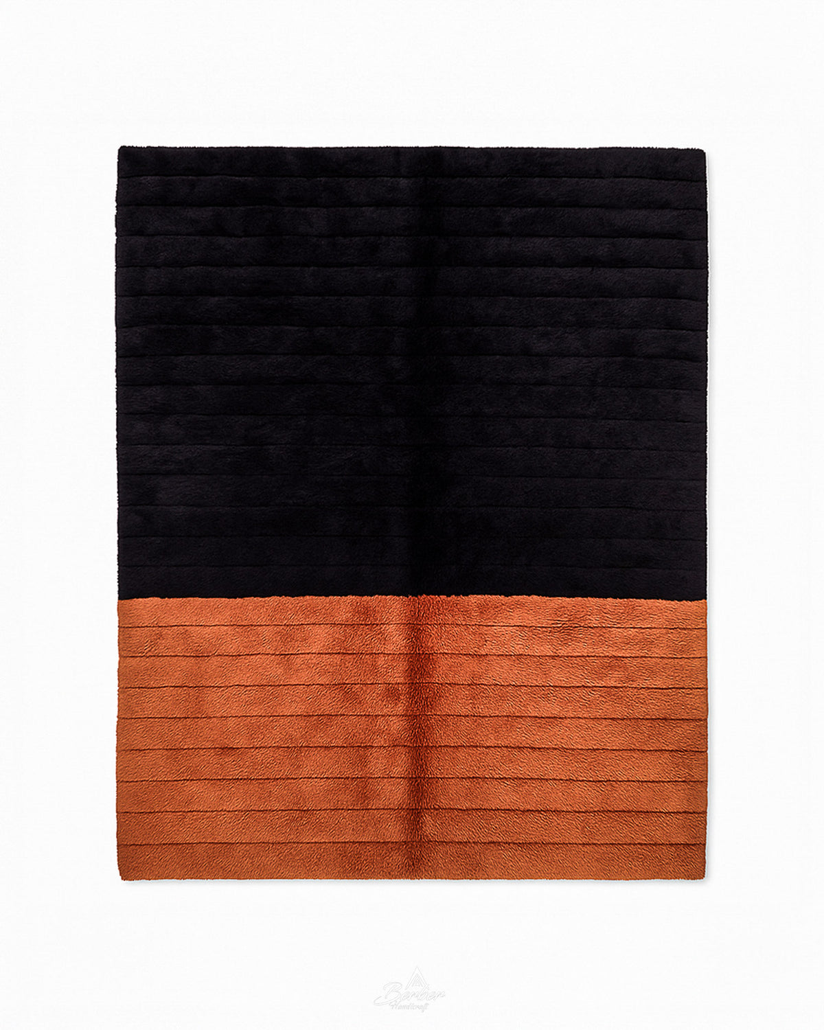 Black and Orange Mrirt Rug 3 X 5 Ft | 90 X 150 Cm / With Tassels / Short (0.4” / 1 cm)