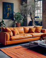 Black and Orange Mrirt Rug 3 X 5 Ft | 90 X 150 Cm / With Tassels / Short (0.4” / 1 cm)