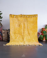 Yellow Irregular Rug 3 X 5 Ft | 90 X 150 Cm / With Tassels / Short (0.4” / 1 cm)