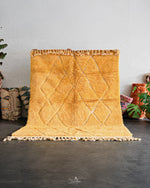 Yellow Trellis Rug 3 X 5 Ft | 90 X 150 Cm / With Tassels / Short (0.4” / 1 cm)