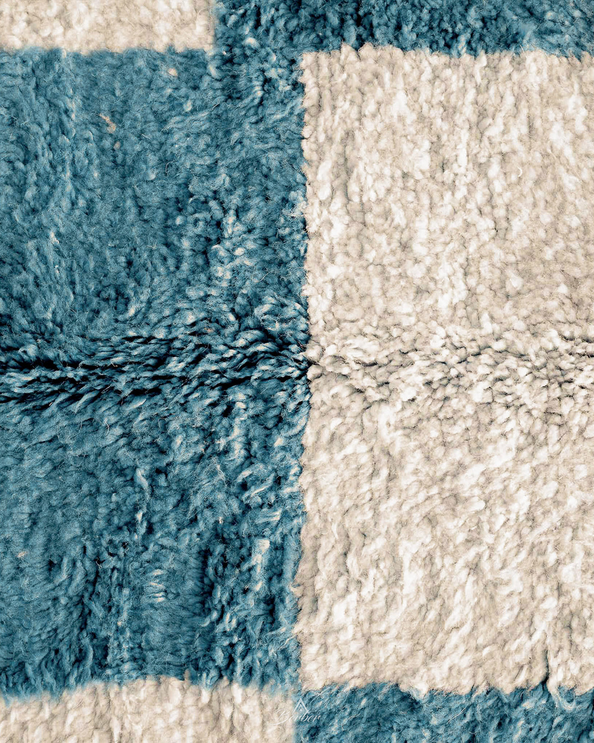 Blue Checkerboard Rug 3 X 5 Ft | 90 X 150 Cm / With Tassels / Short (0.4” / 1 cm)