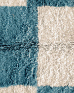 Blue Checkerboard Rug 3 X 5 Ft | 90 X 150 Cm / With Tassels / Short (0.4” / 1 cm)