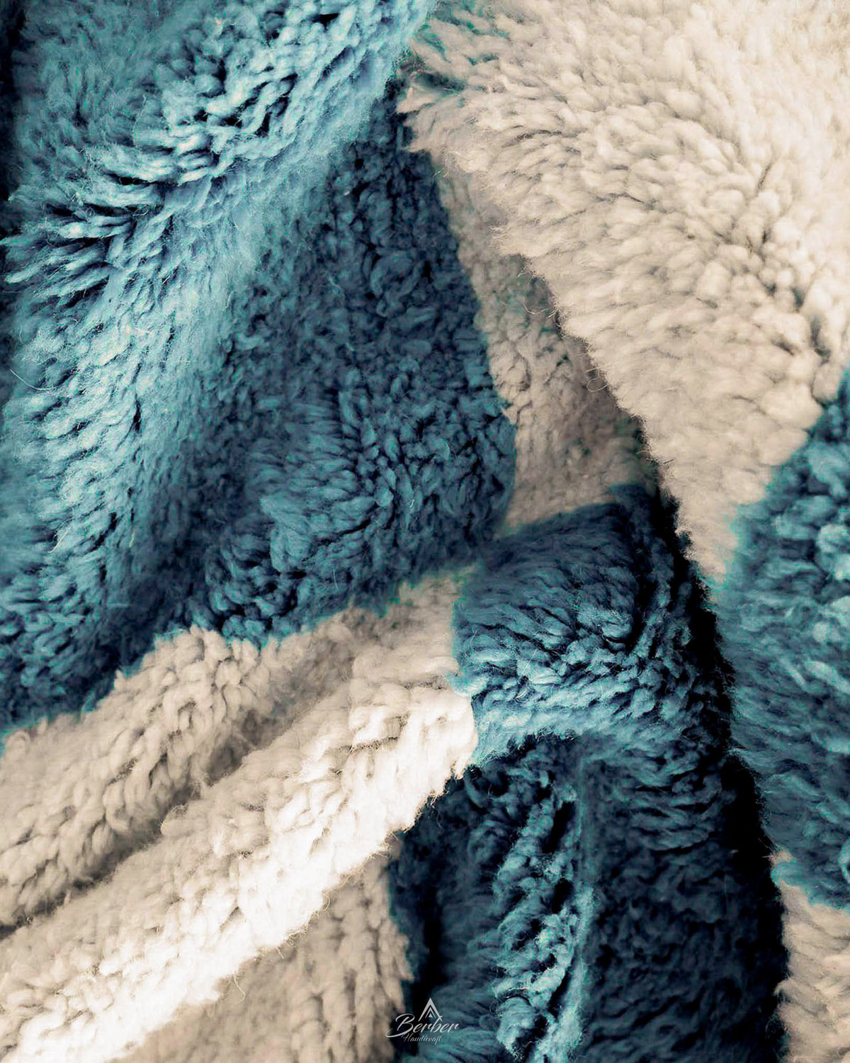 Blue Checkerboard Rug 3 X 5 Ft | 90 X 150 Cm / With Tassels / Short (0.4” / 1 cm)