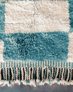 Blue Checkerboard Rug 3 X 5 Ft | 90 X 150 Cm / With Tassels / Short (0.4” / 1 cm)