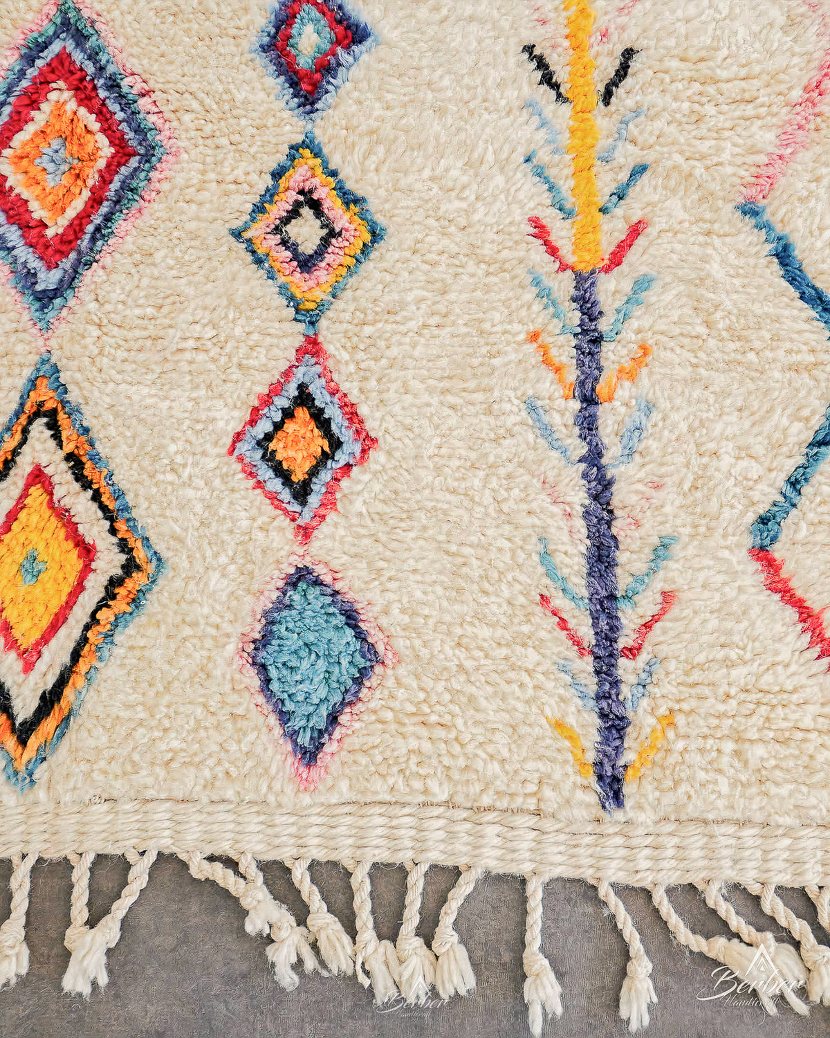 Bohemian Wool Rug 3 X 5 Ft | 90 X 150 Cm / With Tassels / Short (0.4” / 1 cm)