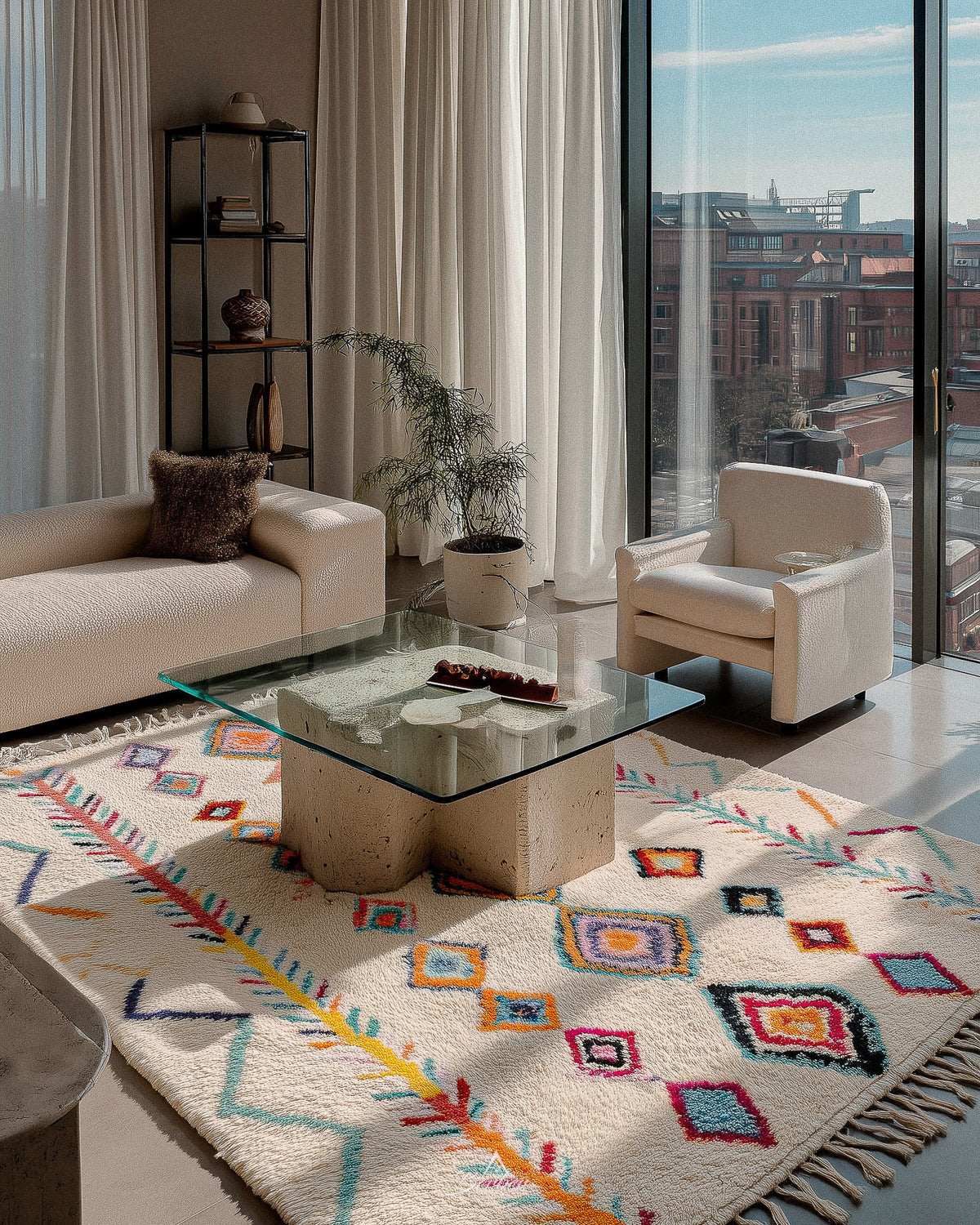 Bohemian Wool Rug 3 X 5 Ft | 90 X 150 Cm / With Tassels / Short (0.4” / 1 cm)