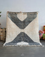 Beni Ourain Wool Rug 3 X 5 Ft | 90 X 150 Cm / With Tassels / Short (0.4” / 1 cm)