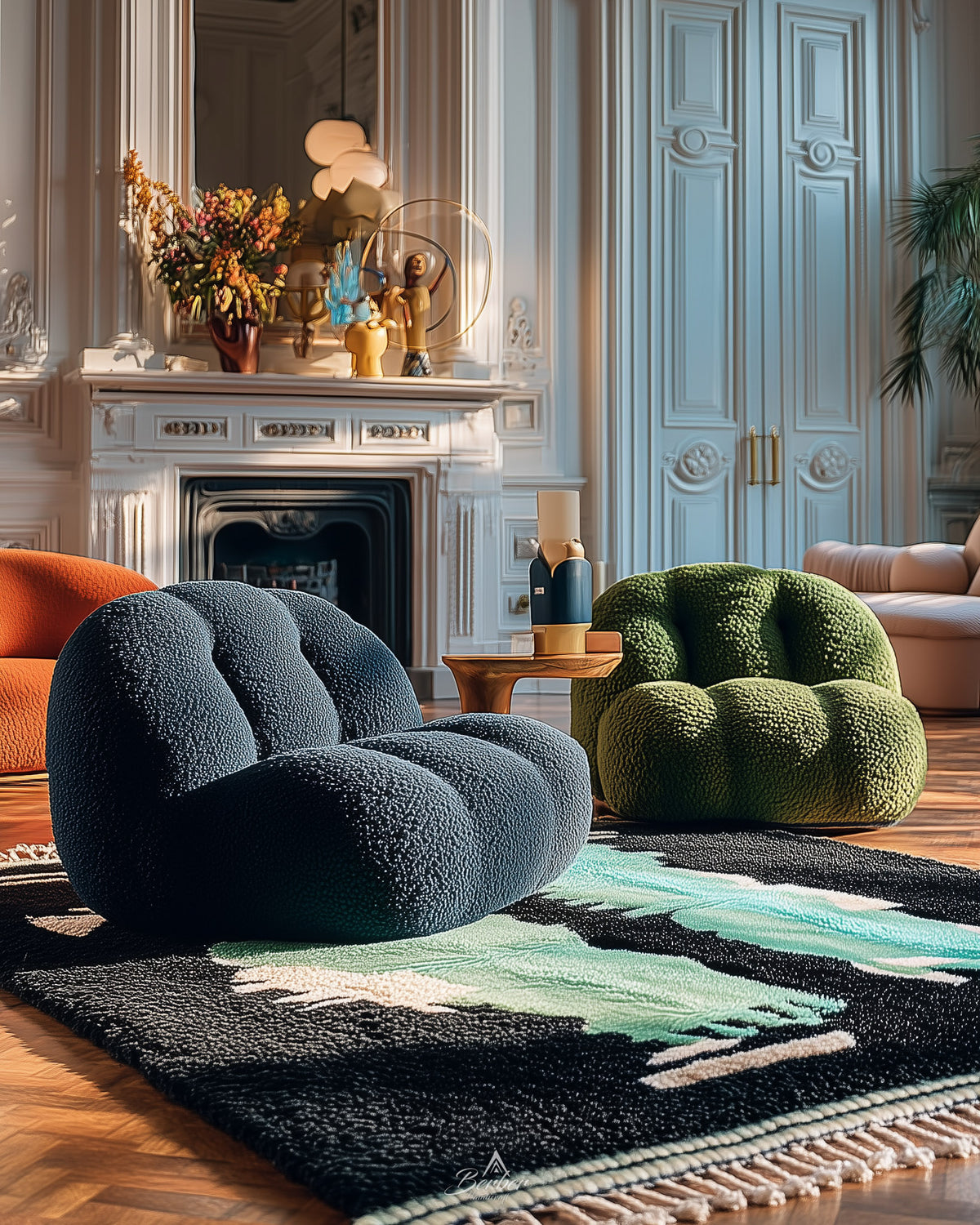 Black Living Room Rug 3 X 5 Ft | 90 X 150 Cm / With Tassels / Short (0.4” / 1 cm)