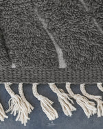 White Blue Moroccan Rug 3 X 5 Ft | 90 X 150 Cm / With Tassels / Short (0.4” / 1 cm)