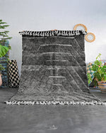 White Blue Moroccan Rug 3 X 5 Ft | 90 X 150 Cm / With Tassels / Short (0.4” / 1 cm)