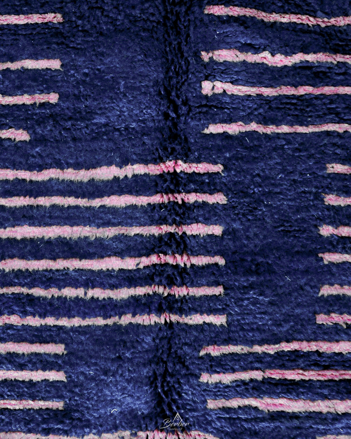 Blue Pink Berber Rug 3 X 5 Ft | 90 X 150 Cm / With Tassels / Short (0.4” / 1 cm)