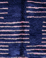 Blue Pink Berber Rug 3 X 5 Ft | 90 X 150 Cm / With Tassels / Short (0.4” / 1 cm)