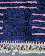 Blue Pink Berber Rug 3 X 5 Ft | 90 X 150 Cm / With Tassels / Short (0.4” / 1 cm)