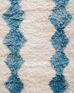 Blue White Azilal Rug 3 X 5 Ft | 90 X 150 Cm / With Tassels / Short (0.4” / 1 cm)