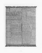 Striped Grey Moroccan rug 3 X 5 Ft | 90 X 150 Cm / With Tassels / Short (0.4” / 1 cm)