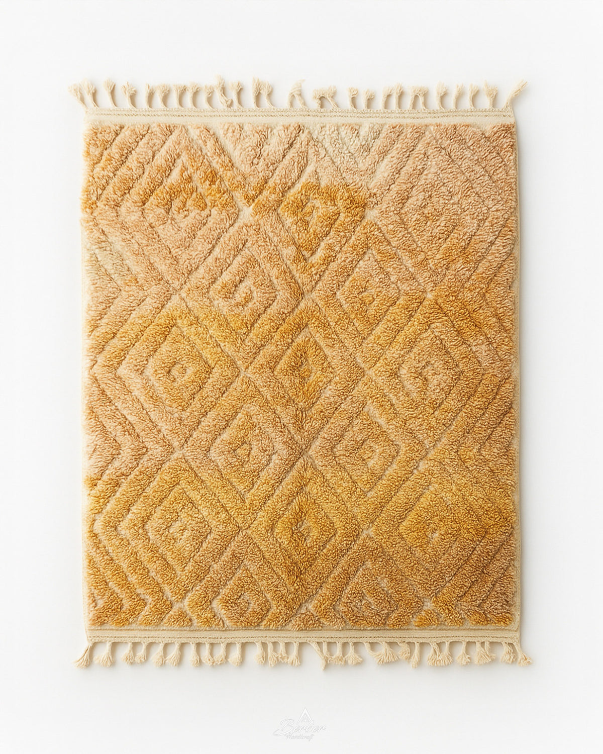 Engraved Brown Area Rug 3 X 5 Ft | 90 X 150 Cm / With Tassels / Short (0.4” / 1 cm)