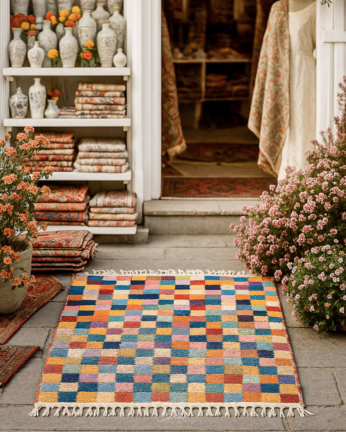 Colorful Pattern Rug 3 X 5 Ft | 90 X 150 Cm / With Tassels / Short (0.4” / 1 cm)